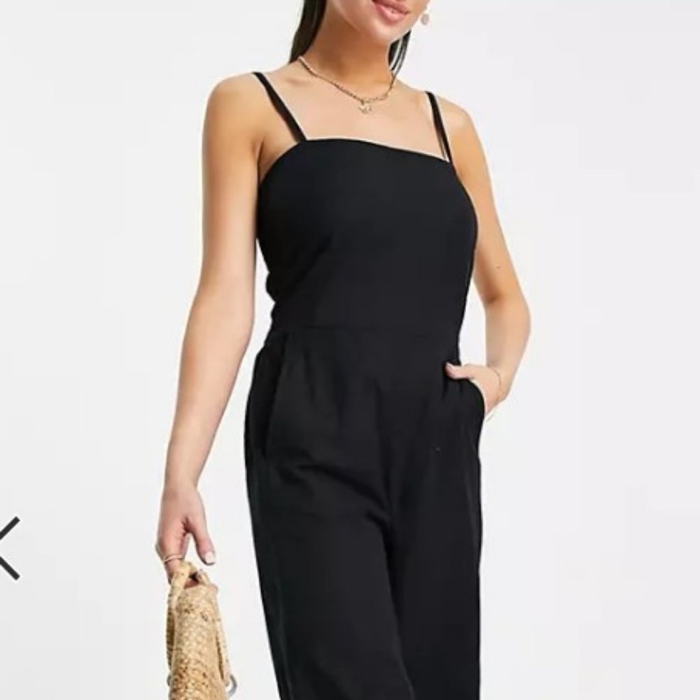 ASOS Design Jumpsuit Wide Leg, Black, Size 12